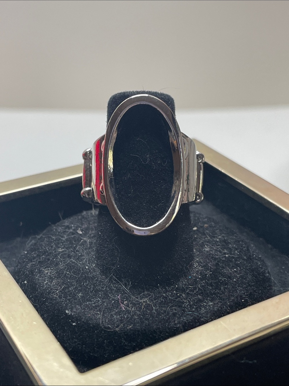 Silver Toned Oval Statement Ring